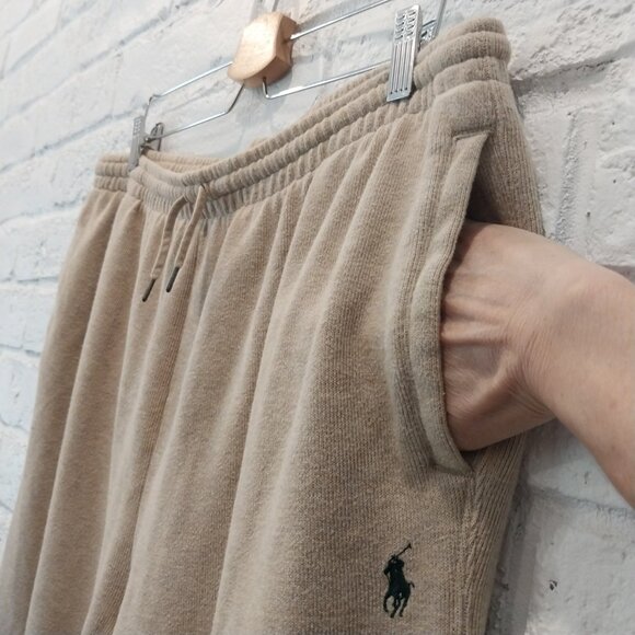 Polo Ralph Lauren athletic Jogger pants Mens XXL Beige Tan sweatpants Logo Knit. - Picture 2 of 11
